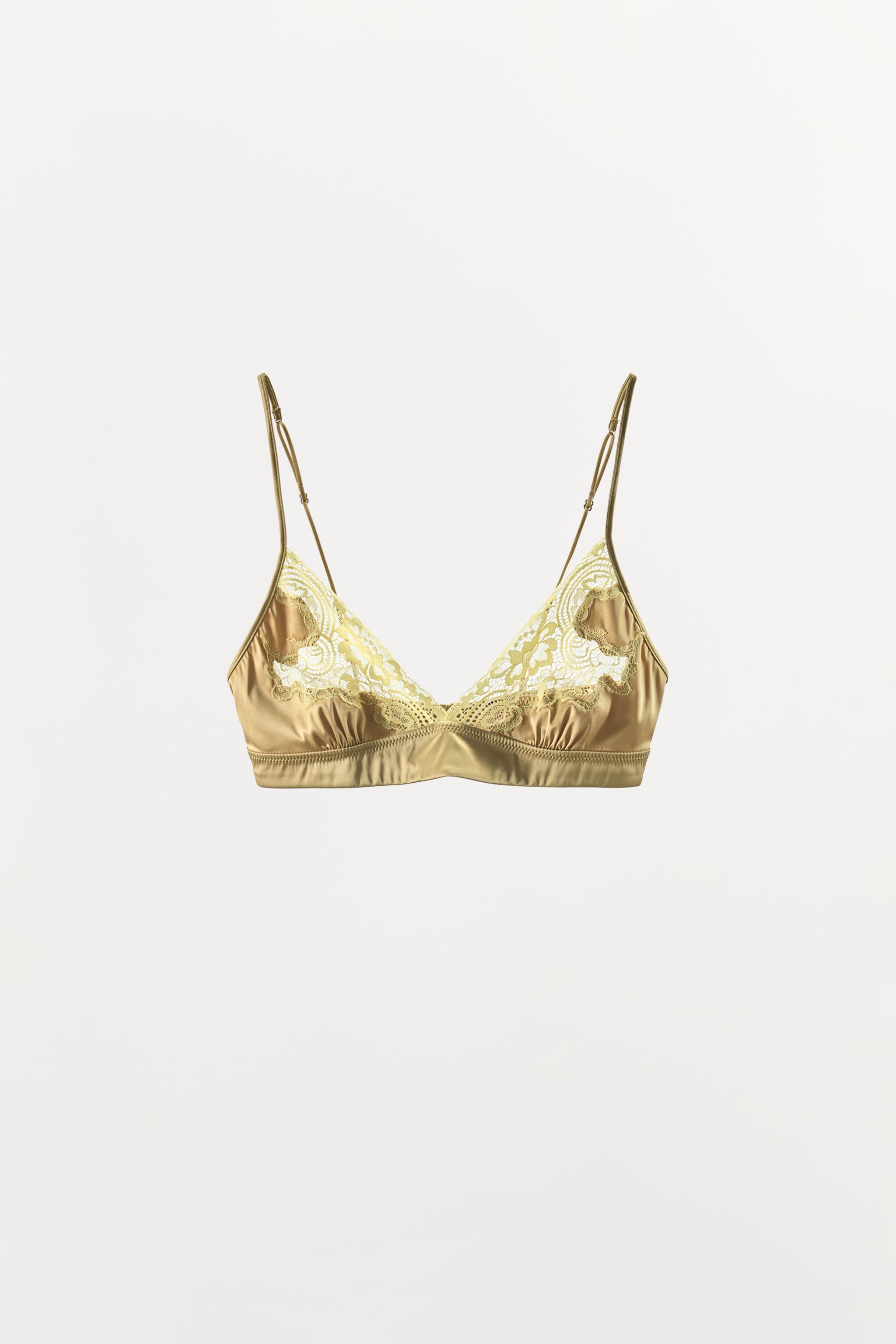 SATIN EFFECT LACE TRIANGLE BRA
